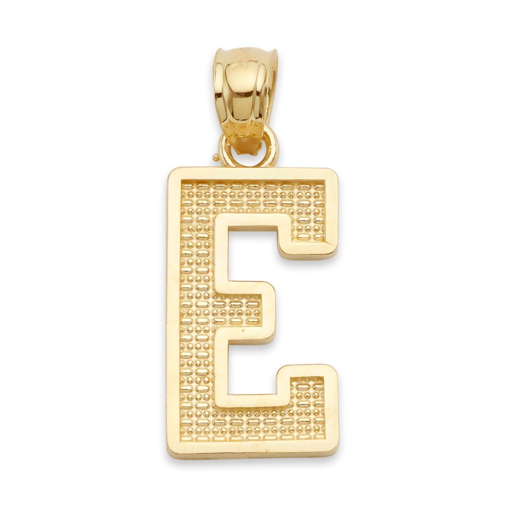 Handmade 10k Yellow Gold Letter E Pendant Personalized Initial Charm
